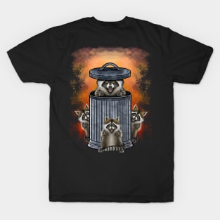 Trick or trash cute raccoons family T-Shirt